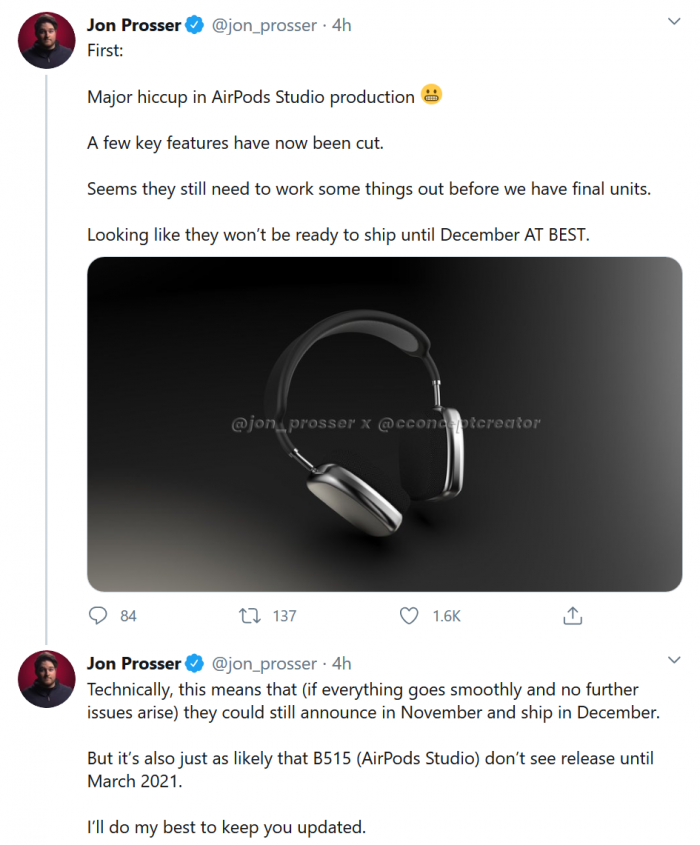 傳AirPods Studio將推遲發(fā)布，AirTags預計11月亮相