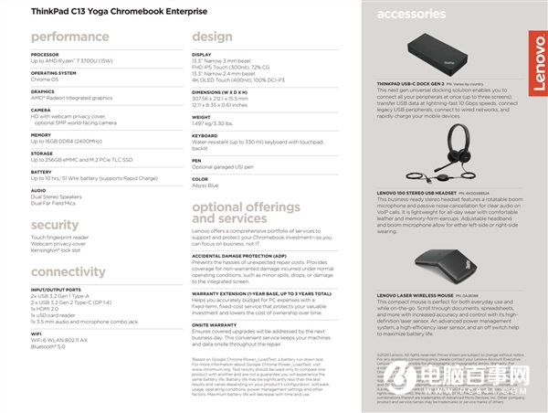 聯(lián)想ThinkPad C13 Yoga配備銳龍7 3700C：12nm Zen+架構(gòu)