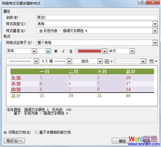 word設(shè)置默認字體 在Word2010中創(chuàng)建自定義的表格樣式
