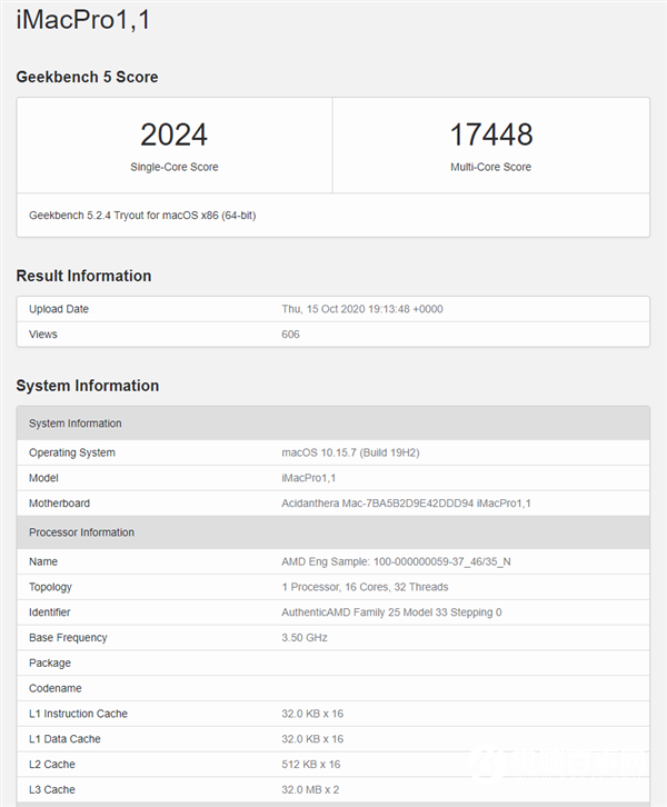 AMD銳龍9 5950X現(xiàn)身GeekBench：單核性能超2020分破紀(jì)錄