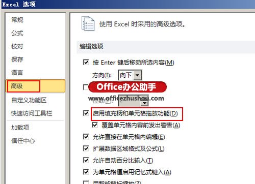excel填充空白單元格 Excel 2010啟用或取消填充柄和單元格拖放功能