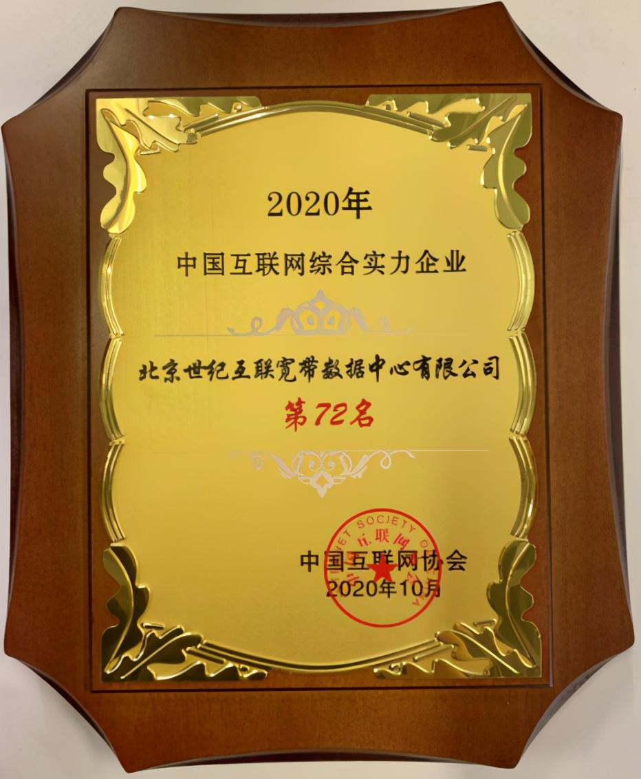 世紀(jì)互聯(lián)入選2020年中國互聯(lián)網(wǎng)企業(yè)百強(qiáng)名單