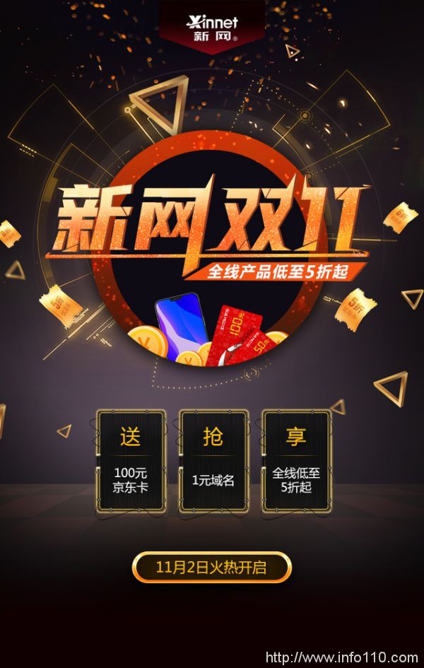 新網(wǎng)推出雙11狂歡，com域名低至11.11元