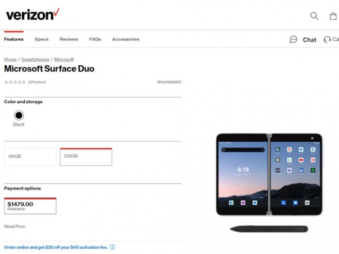 AT&T獨(dú)占期結(jié)束 Verizon上線Surface Duo產(chǎn)品預(yù)訂