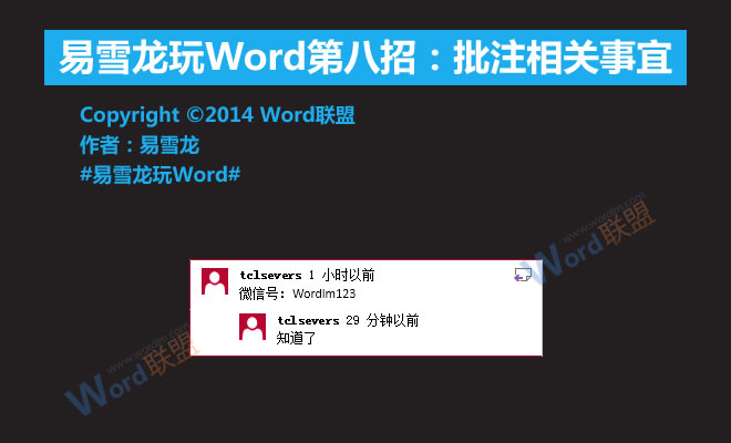word批注 批注相關(guān)事宜：易雪龍玩Word第八招