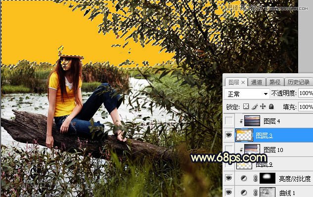 用PS給外景美女人像添加夕陽(yáng)美景效果