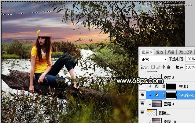 用PS給外景美女人像添加夕陽(yáng)美景效果