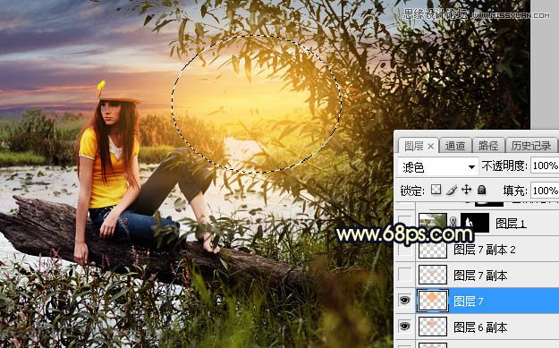 用PS給外景美女人像添加夕陽(yáng)美景效果
