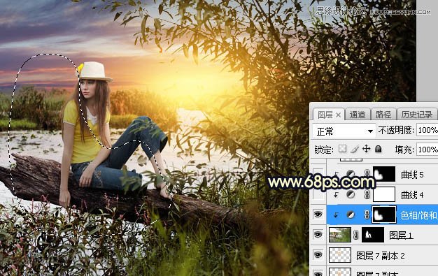 用PS給外景美女人像添加夕陽(yáng)美景效果