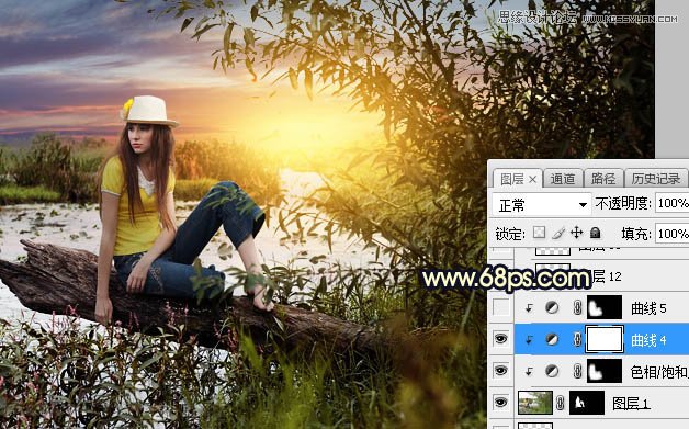 用PS給外景美女人像添加夕陽(yáng)美景效果