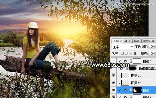 用PS給外景美女人像添加夕陽(yáng)美景效果