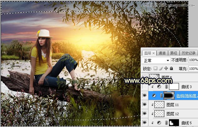 用PS給外景美女人像添加夕陽(yáng)美景效果