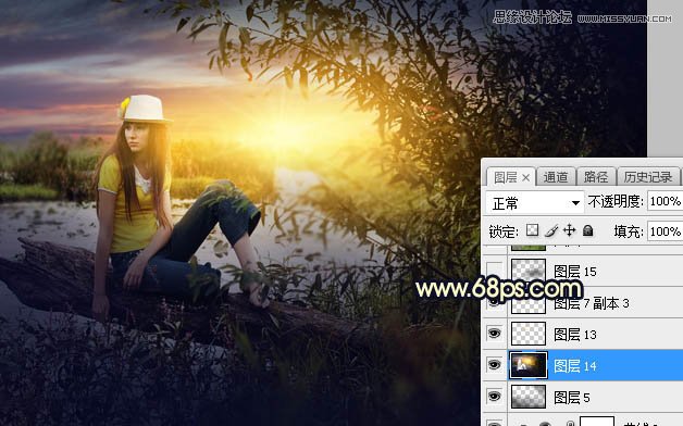 用PS給外景美女人像添加夕陽(yáng)美景效果