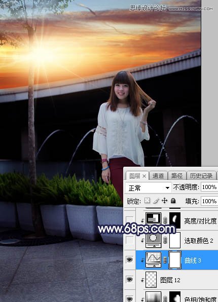 ps給人像照片添加唯美的夕陽(yáng)景色