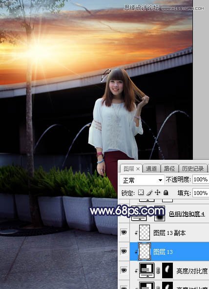 ps給人像照片添加唯美的夕陽(yáng)景色