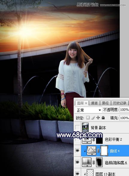 ps給人像照片添加唯美的夕陽(yáng)景色