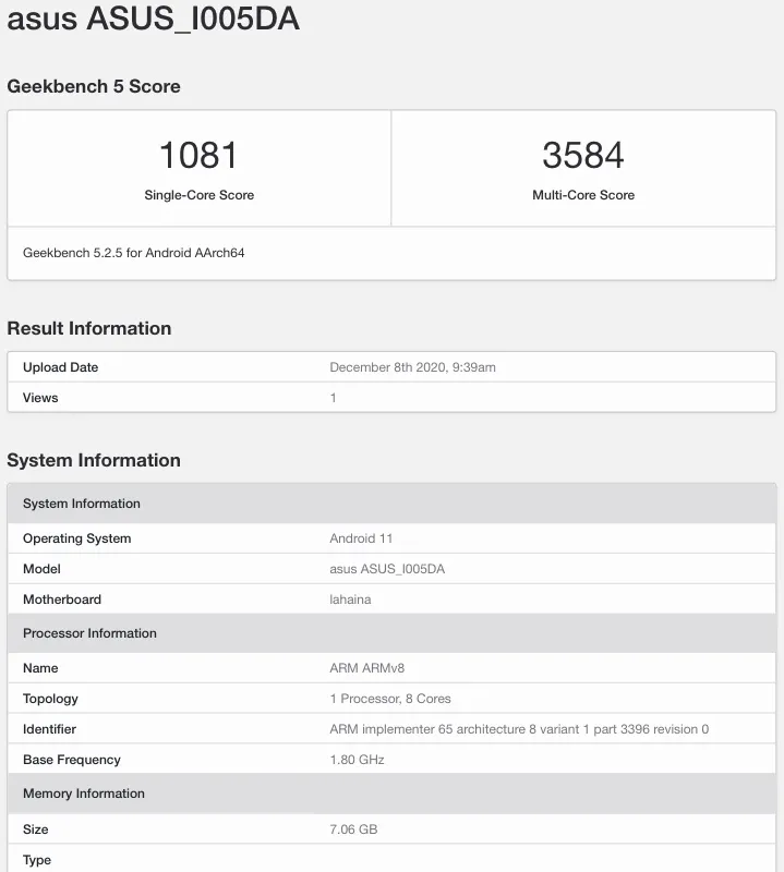 華碩 ROG 游戲手機(jī) 4 現(xiàn)身 Geekbench:搭載驍龍 888 芯片與 8GB 運(yùn)存