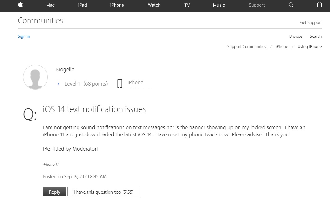外媒:iOS 14.3仍存在SMS短信和消息通知缺失問題