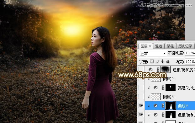 PS調(diào)出外景人像照片夕陽美景效果