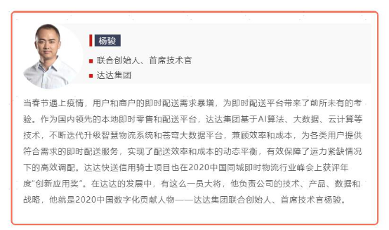 深化技術(shù)創(chuàng)新與賦能 達(dá)達(dá)集團(tuán)楊駿獲選“2020中國數(shù)字化貢獻(xiàn)人物”