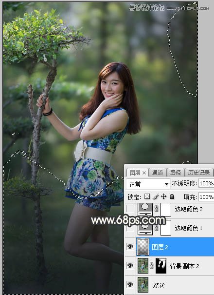 PS調(diào)出樹下美女照片夢幻逆光效果