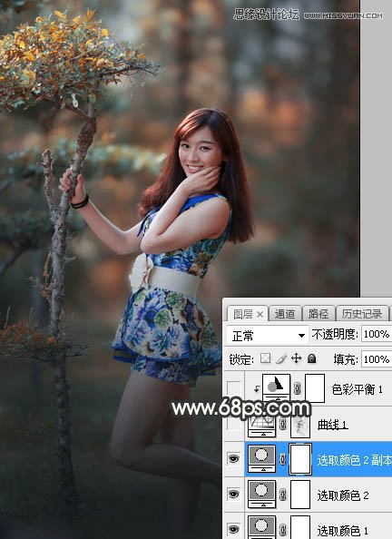 PS調(diào)出樹下美女照片夢幻逆光效果