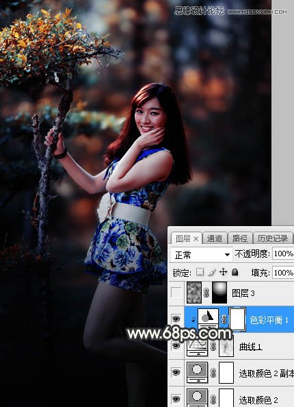 PS調(diào)出樹下美女照片夢幻逆光效果