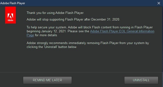 2020 即將結(jié)束，Adobe 警告用戶即將停止 Flash 支持，微軟已經(jīng)準(zhǔn)備將其刪除