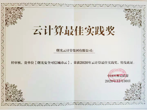曙光云榮膺2020年云計(jì)算最佳實(shí)踐獎(jiǎng)