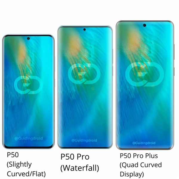 華為P50 Pro Plus正面外形曝光：四曲面屏、中央挖孔