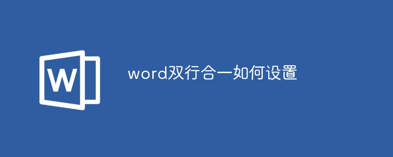 word雙行合一如何設(shè)置