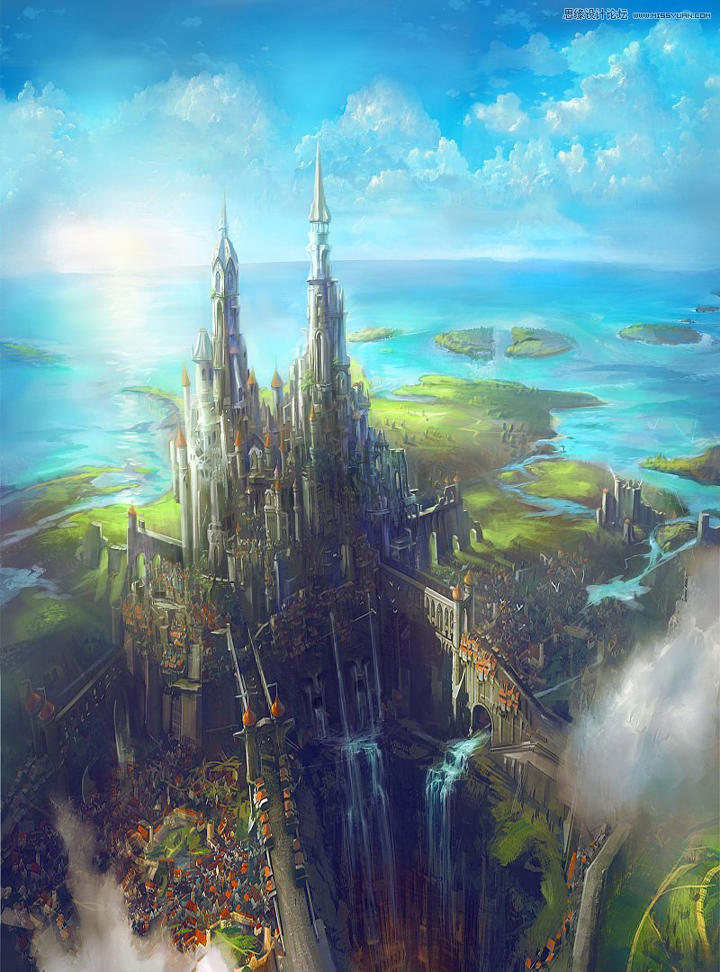 PS繪制輝煌大氣的古堡建筑游戲場景