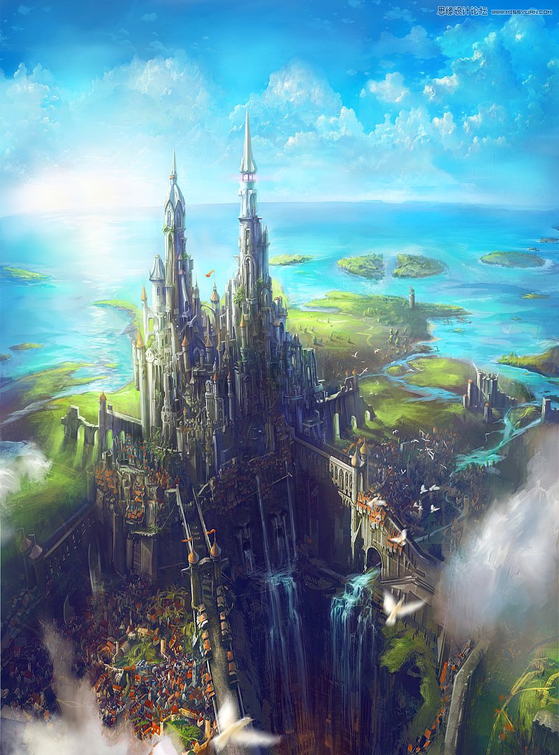 PS繪制輝煌大氣的古堡建筑游戲場景