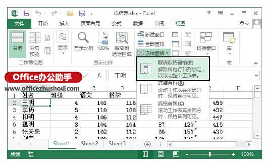 excel打印時固定表頭 Excel2013中在查看數(shù)據(jù)時固定表頭的方法