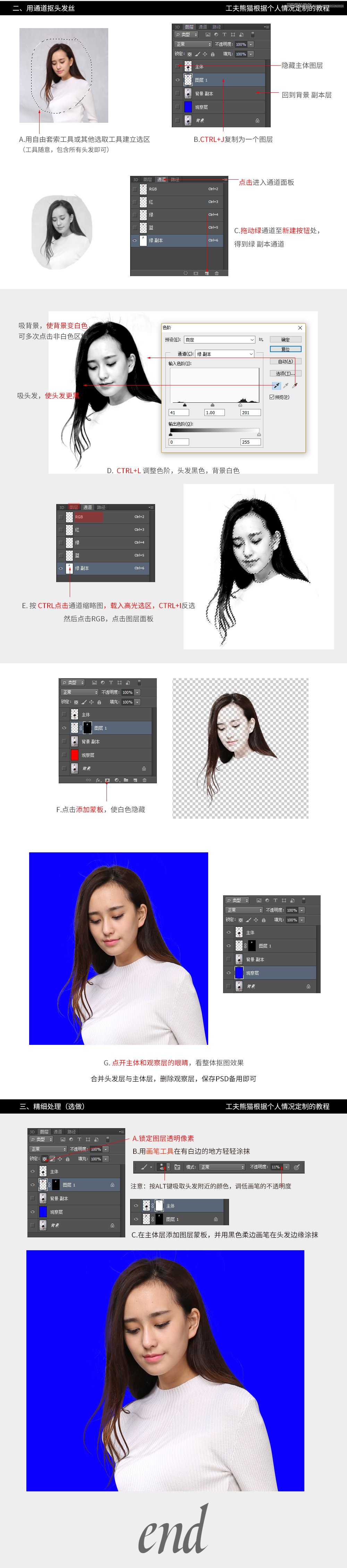 教你用PS零基礎(chǔ)學(xué)習(xí)美女人像頭發(fā)絲摳圖教程