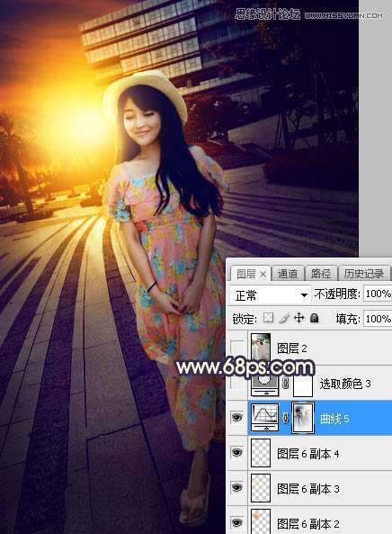 ps給公園外景人像添加夕陽光效效果