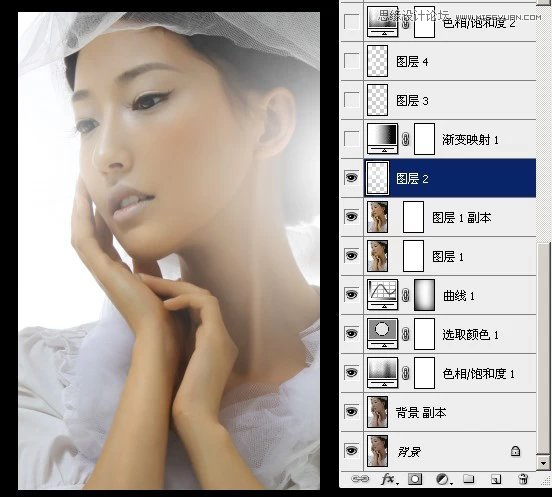 用PS給偏暗色人像照片添加甜美逆光效果