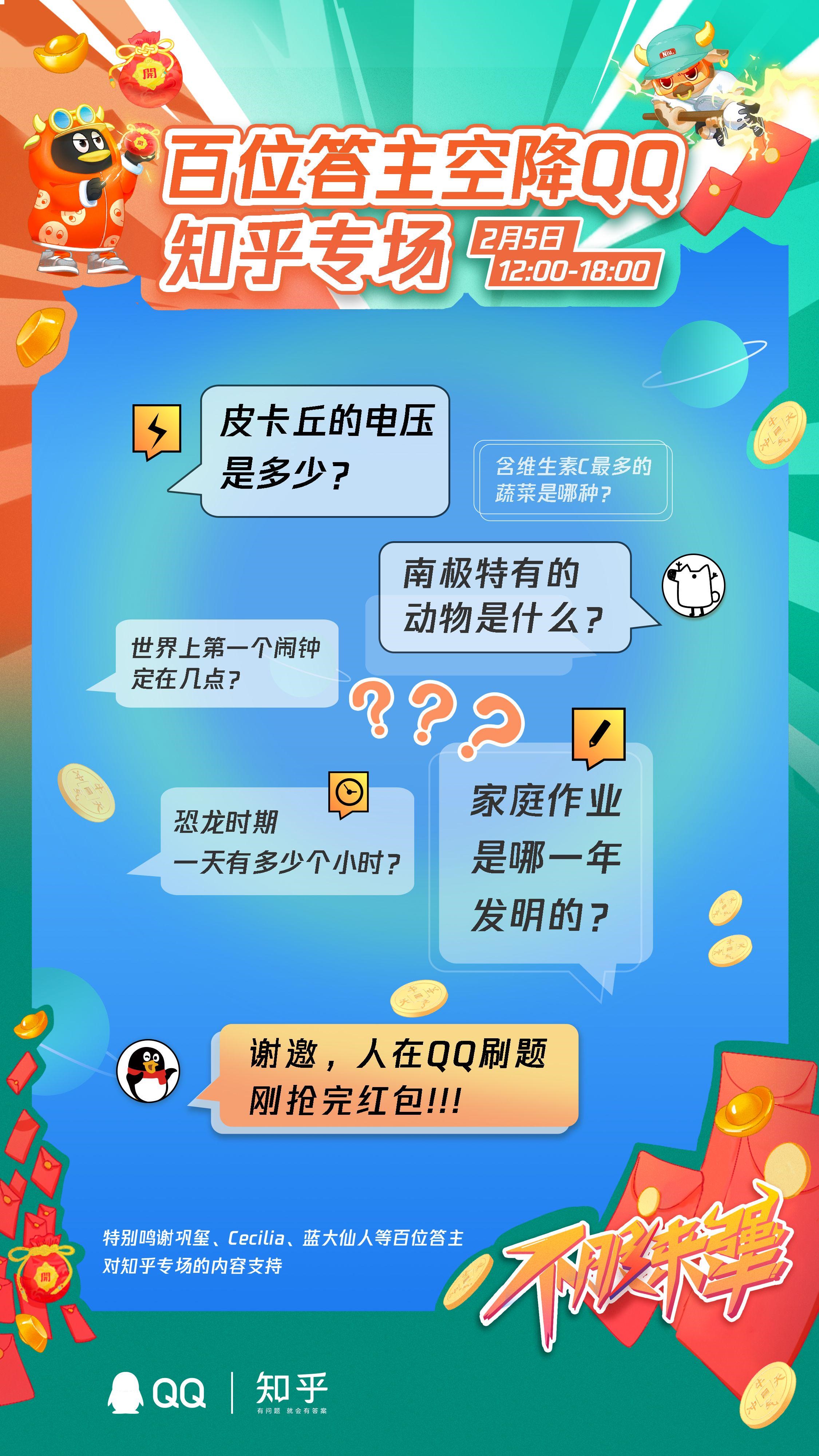 騰訊QQ春節(jié)搶紅包活動上線：百位知乎答主空降，奇趣腦洞題刷新認(rèn)知