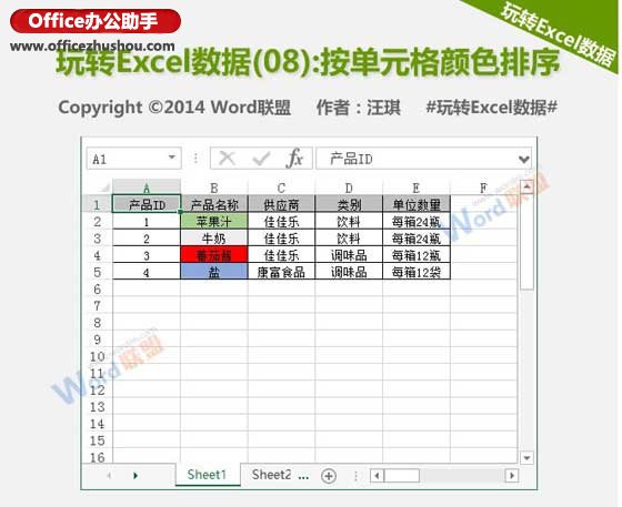 excel按照單元格顏色排序 按單元格顏色對Excel數(shù)據(jù)進行排序的方法