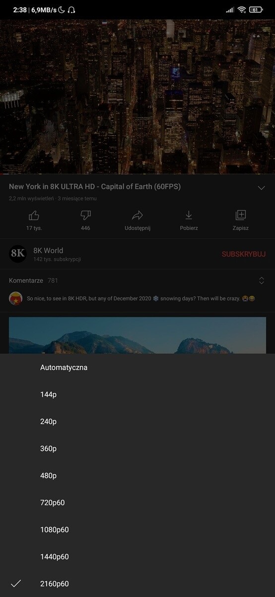 Android 版 YouTube 已支持在低分辨率設備上播放 4K 視頻，并可流式傳輸
