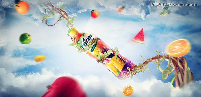 ps設(shè)計大氣時尚的水果飲料海報