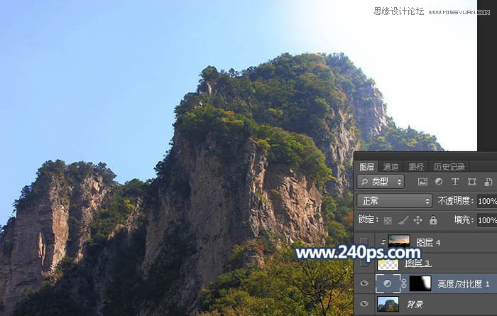 用PS給大山照片添加黃昏和云霧效果