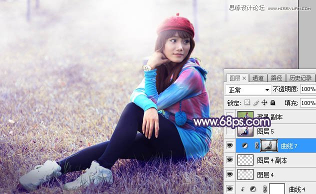 PS調(diào)出草叢女孩甜美的朦朧逆光效果