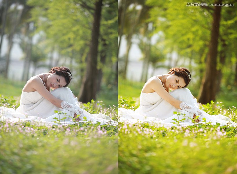 PS調(diào)出外景婚紗照片暖色清新效果