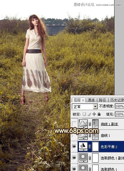 ps給外景歐美人像添加夕陽(yáng)美景效果