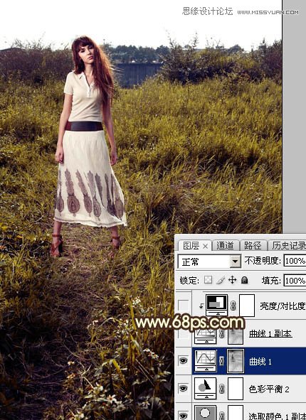 ps給外景歐美人像添加夕陽(yáng)美景效果
