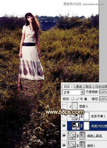 ps給外景歐美人像添加夕陽(yáng)美景效果