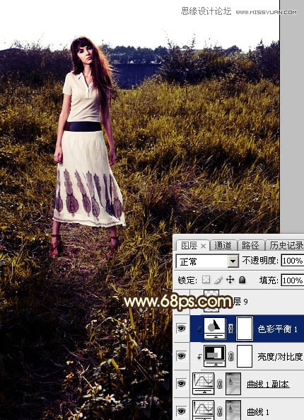 ps給外景歐美人像添加夕陽(yáng)美景效果