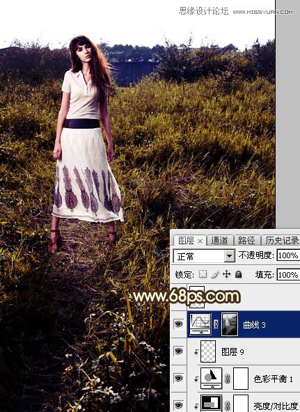 ps給外景歐美人像添加夕陽(yáng)美景效果
