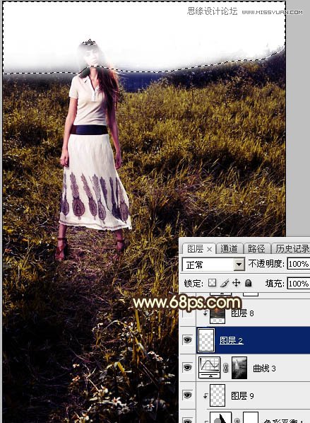 ps給外景歐美人像添加夕陽(yáng)美景效果